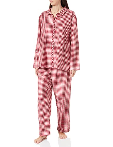 CALIDA Damen Pyjamaset Holiday Dreams, rot aus 100% Baumwolle, mit Reverskragen und Knopfleiste, Größe: 44/46 von CALIDA
