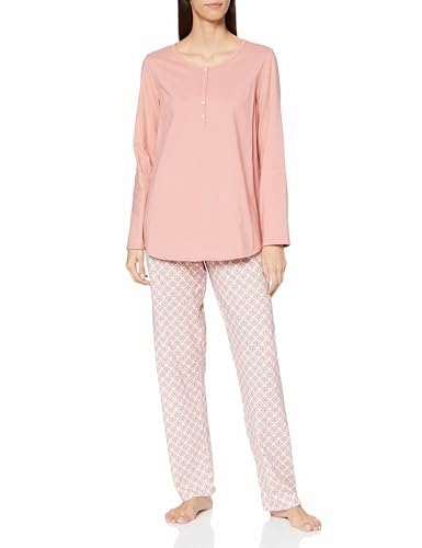 CALIDA Lovely Nights Pyjama, lang Damen, aus 100% Bio-Baumwolle, mit stoffbezogenem Gummibund von CALIDA
