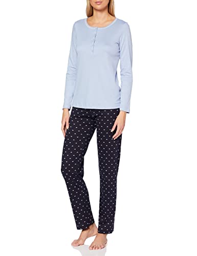 CALIDA Night Lovers Pyjama, lang Damen, aus 100% Supima-Baumwolle, mit stoffbezogenem Gummibund von CALIDA