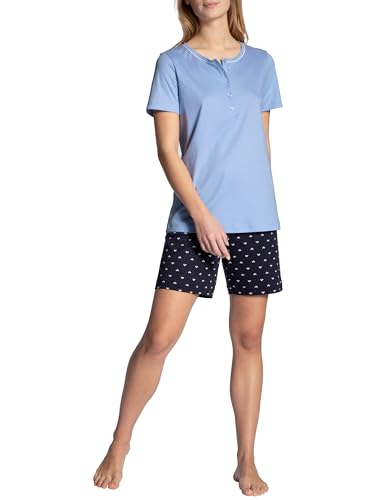 CALIDA Night Lovers Kurz-Pyjama Damen, aus 100% Supima-Baumwolle, mit stoffbezogenem Gummibund von CALIDA