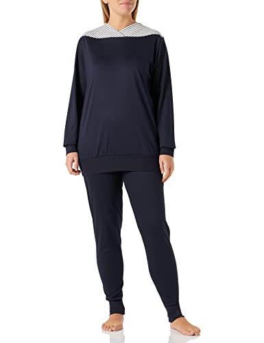 CALIDA Soulmate Bündchen-Pyjama Damen, aus weichem Baumwoll-Interlock, mit Breiten, sehr elastischen Bündchen an Ärmeln und Hose von CALIDA