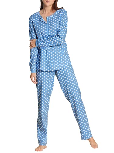 CALIDA Sweet Dreams Pyjama, lang Damen, aus 100% Baumwolle, Hose mit stoffbezogenem Gummibund von CALIDA