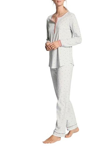 CALIDA Sweet Dreams Pyjama, lang Damen, aus 100% Baumwolle, Hose mit stoffbezogenem Gummibund von CALIDA