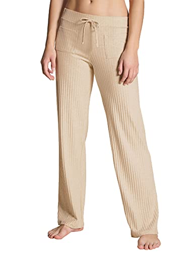 CALIDA Damen Hose The Home Hub, creamy wool aus Baumwolle und Elastan, mit weit ausgestelltem Schnitt und aufgesetzten Taschen, Größe: 44/46 von CALIDA