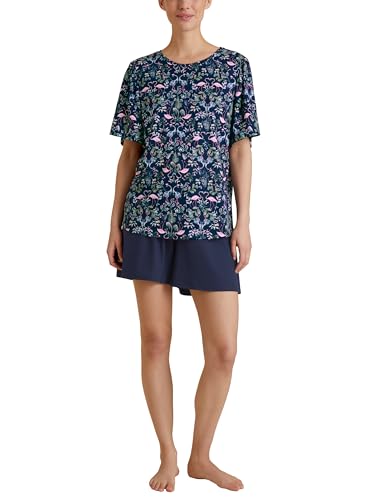 CALIDA Flamingo Dreams Kurz-Pyjama Damen, aus 100% Supima Baumwolle, atmungsaktiv und klimaregulierend von CALIDA