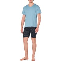 CALIDA Herren Pyjama blau Jersey-Baumwolle Gemustert von CALIDA