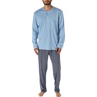 CALIDA Herren Pyjama blau Jersey-Baumwolle gemustert von CALIDA