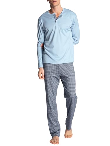 CALIDA Relax Choice Pyjama lang Herren, aus 100% Supima-Baumwolle, mit stoffbezogenem Gummibund von CALIDA