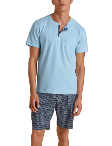 CALIDA Herren Relax Imprint Pyjamaset, Cascade Blue, 46-48 von CALIDA