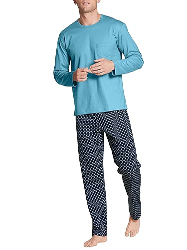 Calida Herren Relax Imprint Pyjamaset, Dolphin Blue, 56 von CALIDA