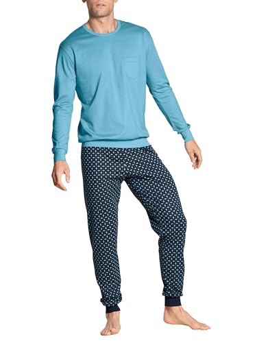 Calida Herren Relax Imprint Pyjamaset, Dolphin Blue, 58-60 von CALIDA