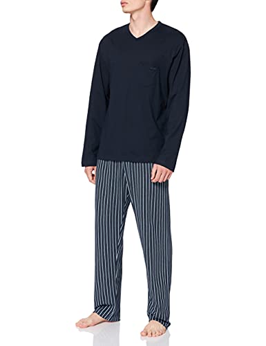 CALIDA Herren Relax Imprint Basic Pyjamaset Zweiteiliger Schlafanzug, Dark Sapphire, 50 von CALIDA