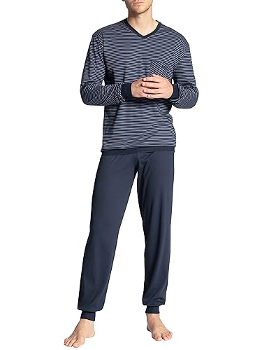 CALIDA Herren Relax Streamline Basic Pyjamasetmit Bündchen Zweiteiliger Schlafanzug, Dark Sapphire, 50 von CALIDA