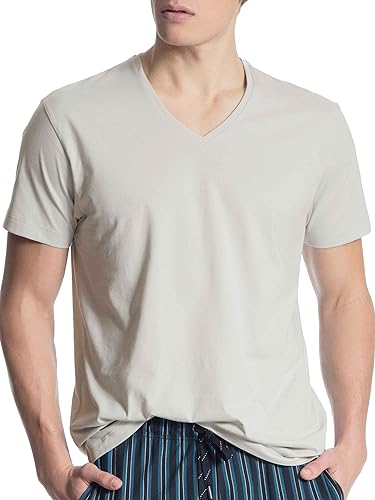 CALIDA Herren Remix Basic T-shirt V-ausschnitt T Shirt, Fog, 46-48 EU von CALIDA