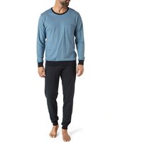 CALIDA Herren Pyjama blau Jersey-Baumwolle unifarben von CALIDA