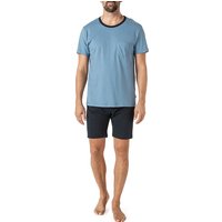 CALIDA Herren Pyjama blau Jersey-Baumwolle unifarben von CALIDA