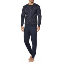 CALIDA Herren Schlafanzüge blau Jersey-Baumwolle unifarben von CALIDA