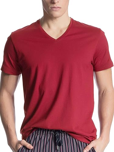 CALIDA Herren T-Shirt Remix Basic, rot Basic-Shirt aus 100% Baumwolle, mit V-Ausschnitt ideal kombinierbar, Größe: 46/48 von CALIDA