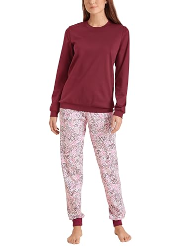 CALIDA Midnight Flowers Bündchen-Pyjama Damen, aus 100% Dicker Baumwolle von CALIDA