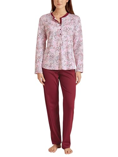 CALIDA Midnight Flowers Pyjama, lang Damen, aus 100% Dicker Baumwolle von CALIDA