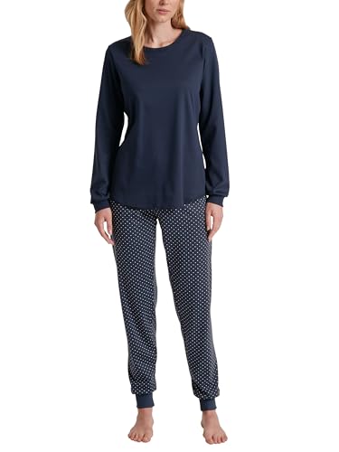 CALIDA Midnight Dreams Bündchen-Pyjama Damen, aus 100% Dicker Baumwolle von CALIDA