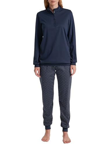 CALIDA Midnight Dreams Bündchen-Pyjama Damen, aus 100% Dicker Baumwolle von CALIDA