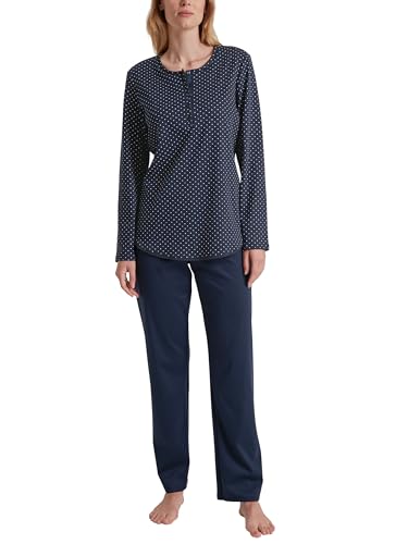 CALIDA Midnight Dreams Pyjama, lang Damen, aus 100% Dicker Baumwolle von CALIDA