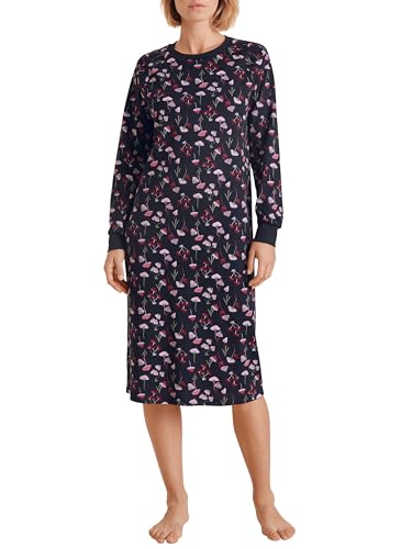 CALIDA Midnight Stripes Langarm-Nachthemd Damen, Länge 110cm, aus 100% Dicker Baumwolle von CALIDA