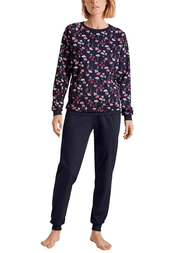 CALIDA Midnight Love Bündchen-Pyjama Damen, aus 100% Dicker Baumwolle von CALIDA