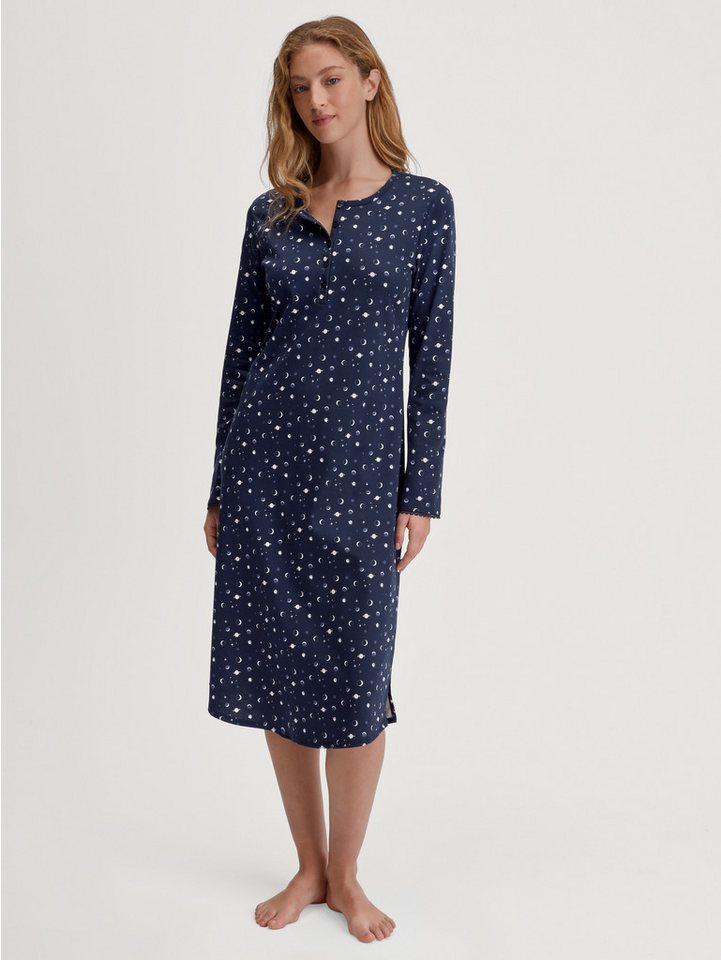 CALIDA Nachthemd Flower Nights bequem, Pure Cotton, Langarm, Knopfleiste, Rundhals-Ausschnitt von CALIDA