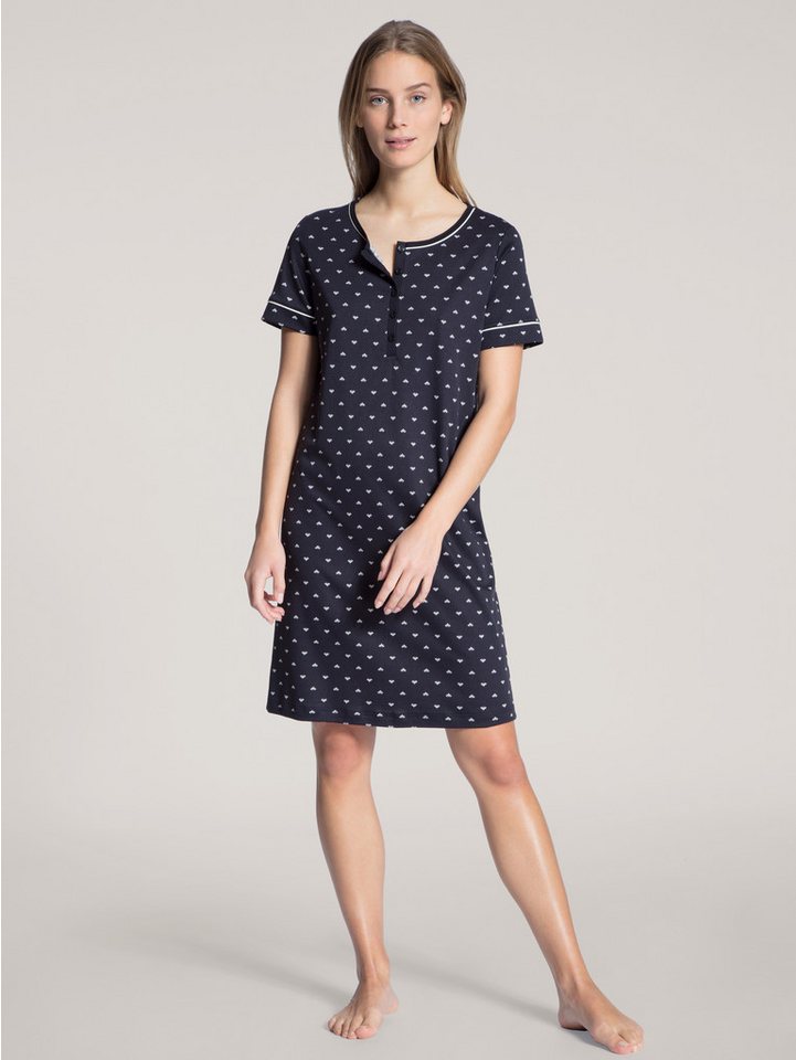 CALIDA Nachthemd Night Lovers Kurzarm, Interlock, Rundhals-Ausschnitt, Knopfleiste, Pure Cotton von CALIDA