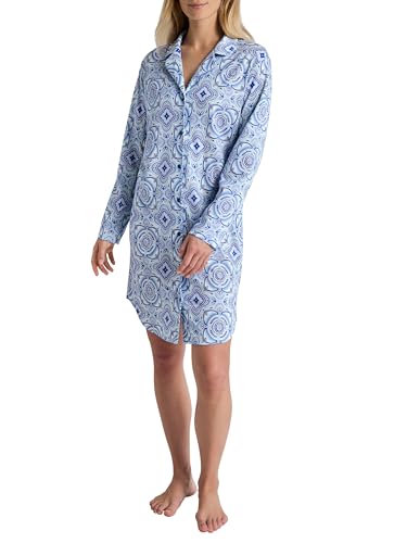 CALIDA Orient Dreams Langarm-Nachthemd Damen, luxuriöse Weichheit, atmungsaktiv, Seitenschlitze und Knopfleiste von CALIDA