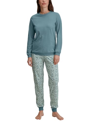 CALIDA Ornament Nights Bündchen-Pyjama Damen, weich, pflegeleicht, elastischer Hosenbund, softe Bündchen an den Abschlüssen von CALIDA