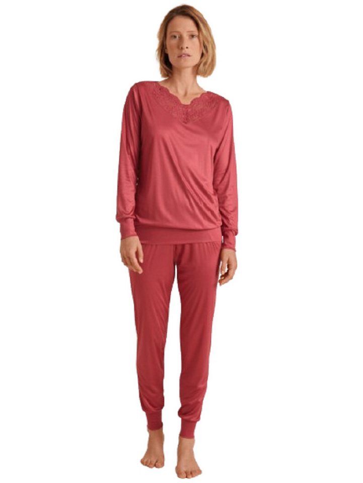 CALIDA Pyjama Calida Damen Bündchenpyjama 43254 pomegranate red (1 Stück, 1 tlg., 1 Stück) von CALIDA