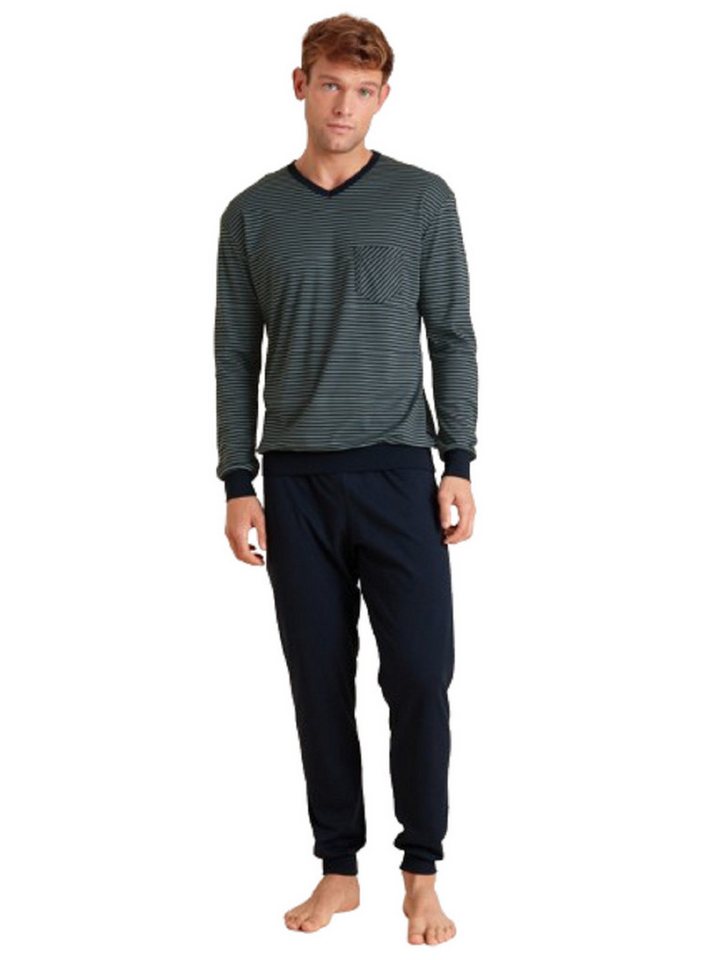 CALIDA Pyjama Calida Herren Bündchenpyjama 41767 dark glen (1 Stück, 1 tlg., 1 Stück) von CALIDA