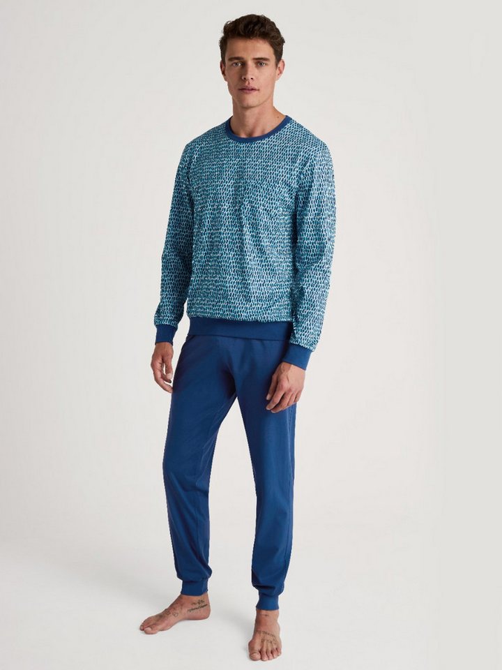 CALIDA Pyjama Calida Herren Bündchenpyjama 47587 Pottery Blue (1 Stück, 1 tlg., 1 Stück) langlebige Qualität von CALIDA