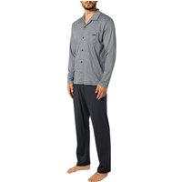 CALIDA Herren Pyjama blau Jersey-Baumwolle Gemustert Comfort Fit von CALIDA