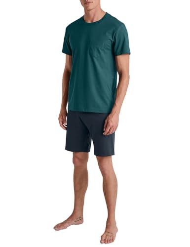 CALIDA Relax Essentials Kurz-Pyjama Herren, aus 100% Bio-Baumwolle, Hose mit stoffbezogenem Gummibund von CALIDA