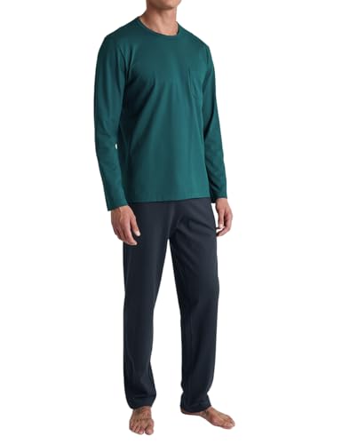CALIDA Relax Essentials Pyjama, lang Herren, aus 100% Bio-Baumwolle, Hose mit stoffbezogenem Gummibund von CALIDA
