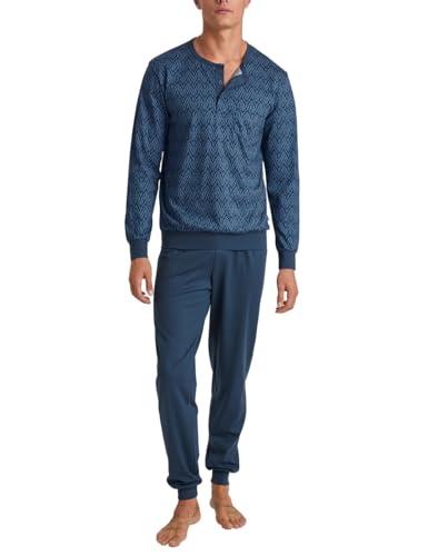 CALIDA Relax Imprint Bündchen-Pyjama Herren, aus 100% Baumwolle, Hose mit stoffbezogenem Gummibund von CALIDA