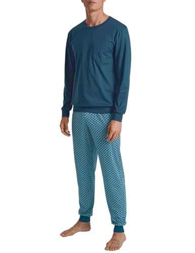 CALIDA Relax Imprint Bündchen-Pyjama Herren, aus 100% Baumwolle, Hose mit stoffbezogenem Gummibund von CALIDA