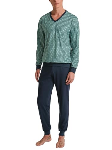 CALIDA Relax Imprint Bündchen-Pyjama Herren, aus 100% Baumwolle, Hose mit stoffbezogenem Gummibund von CALIDA