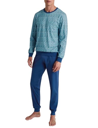 CALIDA Relax Imprint Bündchen-Pyjama Herren, aus 100% Baumwolle, pflegeleicht, elastisch und formstabil, in Single Jersey von CALIDA