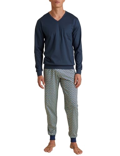 CALIDA Relax Imprint Bündchen-Pyjama Herren, aus 100% Baumwolle, pflegeleicht, elastisch und formstabil, in Single Jersey von CALIDA