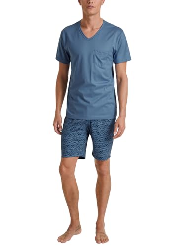 CALIDA Relax Imprint Kurz-Pyjama Herren, aus 100% Baumwolle, Hose mit stoffbezogenem Gummibund von CALIDA