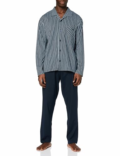 CALIDA Relax Imprint Pyjama, durchgeknöpft Herren, aus 100% Baumwolle, Hose mit stoffbezogenem Gummibund von CALIDA