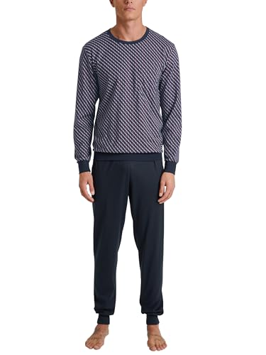 CALIDA Relax Imprint Pyjama, durchgeknöpft Herren, aus 100% Baumwolle, Hose mit stoffbezogenem Gummibund von CALIDA