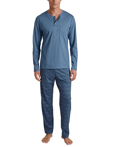CALIDA Relax Imprint Pyjama, lang Herren, aus 100% Baumwolle, Hose mit stoffbezogenem Gummibund von CALIDA