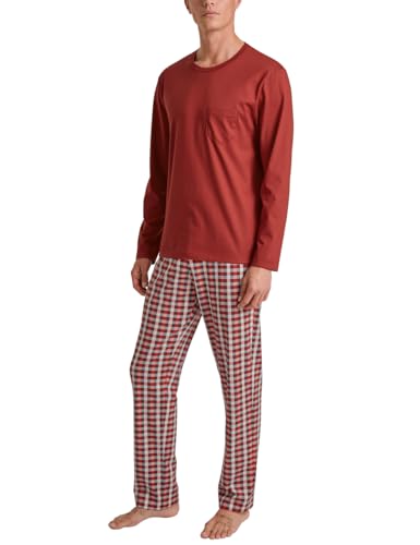 CALIDA Relax Imprint Pyjama, lang Herren, aus 100% Baumwolle, Hose mit stoffbezogenem Gummibund von CALIDA