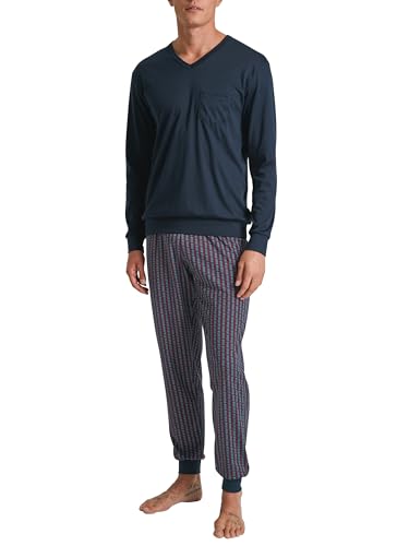 CALIDA Relax Streamline Bündchen-Pyjama Herren, aus 100% Baumwolle, Hose mit stoffbezogenem Gummibund von CALIDA